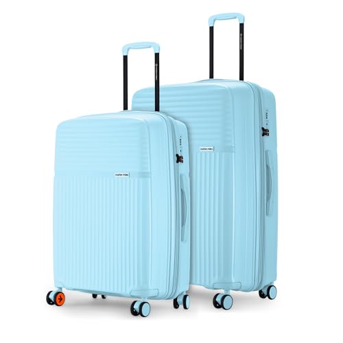 Image of Nasher Miles Krabi Expander Hard-Sided Polypropylene Luggage Set of 2 | 65cm & 75cm | 8 Wheels Medium & Large Trolley Bag for Travel | Suitcase (Light Blue)