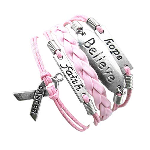 Générique Signe de Sensibilisation au Cancer du Sein Infinity Hope Faith Connexion Charme Bracelet Multi-Couches élégant et Populaire