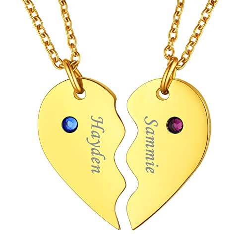 FindChic Personalized Matching BFF Necklace for 2/3/4/5/6 Puzzle Name Heart Pendant Stainless Steel Couple Necklace Set Customized Necklaces for Teen Girls