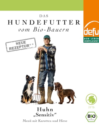 defu Hundefutter | 12 x 410 g | Bio Huhn Sensitiv | Premium Bio Nassfutter Menü | Alleinfuttermittel für Hunde