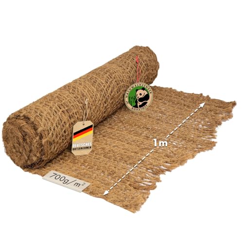 Floordirekt Böschungsmatte 700 g/m² | 20 m - Erosionsschutz für Gartenarbeiten | Böschungsnetz | Hangsicherung | Kokos-Naturfasern | Witterungsbeständig