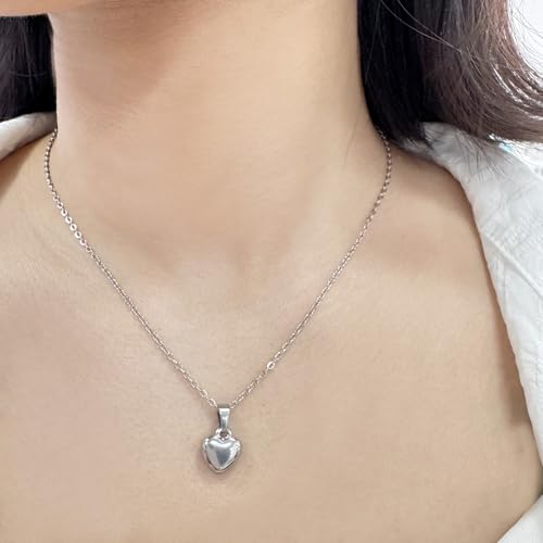 Silver Heart Necklace for Women - Hypoallergenic Dainty Silver Heart Pendant on Delicate Chain4