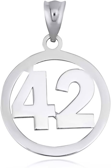 Solid 10K White Gold Personalized Sports Jersey Lucky Number Openwork Round Charm Pendant - Choice of Number