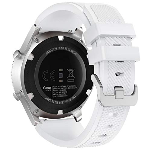 FanTEK Band for Galaxy Watch 3 45mm / Galaxy Watch 46mm / Gear S3 Watch, 22mm Silicone Sport Quick Release Replacement Strap for Moto 360 2nd Gen 46mm/ Pebble Time Steel Smart Watch, White