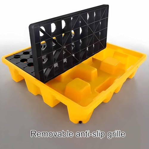 XBTGS Piattaforma industriale impilabile di contenimento delle fuoriuscite con uscita modulare, vassoio per tamburo dell'olio durevole per la sicurezza sul posto di lavoro, giallo-128x68x17cm, giallo