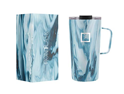 IRON °FLASK Grip Coffee Mug - 16 Oz Leak Proof Vacuum Insulated Stainless Steel Bottle Modern Double Walled Simple Thermo Travel Hot Cold Hydro Water Metal Canteen CM_16Ocean