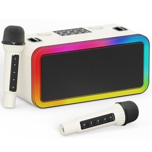 Portable Karaokee Machine 2 Microphones, Outdoor Bluetooth Speaker Karaoke Machine, Karaoke...