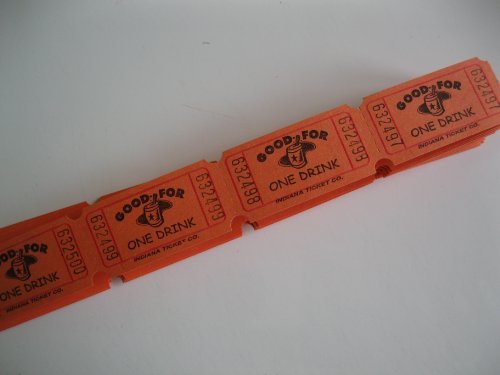 500 Orange Good For One Drink Consecutively Numbered Raffle Tickets