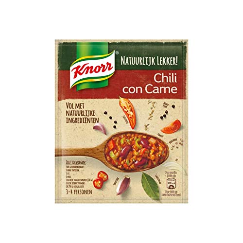 No additives Chili con Carne spice mix | Knorr | Mezcla De Comida Naturalmente Sabrosa! Chili con carne 2-3 porciones | Peso total 64 gramos