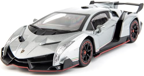 Image of Diecast Car for Lambo Veneno Model Car 1 /24 Scale Sports Toy Vehicle Door Can be Opened Toy Car Front Wheel Steerable (Gray)