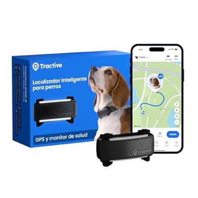 Tractive - GPS perros | 2025 Edición | N.º 1 del mercado | Localización en tiempo real | Alertas antifuga | Monitor de actividad | Avisos de salud | Seguimiento de ladridos Negro