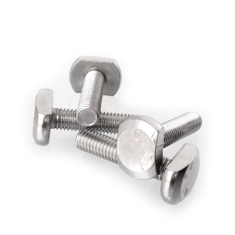 10PCS M5 M6 M8 M10 M12 A2 STAINLESS STEEL 304 T Hammer Head Bolt Screws T Slot Drop-In Stud Silver Tone - (Thread Diameter: M5, Length: 25mm)