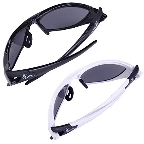 2 Pairs of Woodworm UV400 Rated Premium Sports Sunglasses with Hard Cases - for Golf, Fishing, Cycling, Baseball and More3