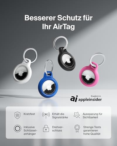 Belkin AirTag Hülle mit Schlüsselanhänger (Secure Holder Schutzhülle für Air Tag, Accessoire mit Kratzschutz) – Weiß