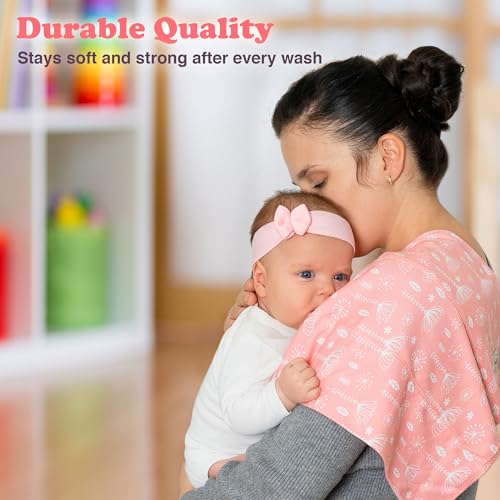 Baby Burp Cloths for Boys and Girls - 7 Pack Large 100% Organic Cotton - Double Layered Extra Absorbent Burp Rags, Pink4