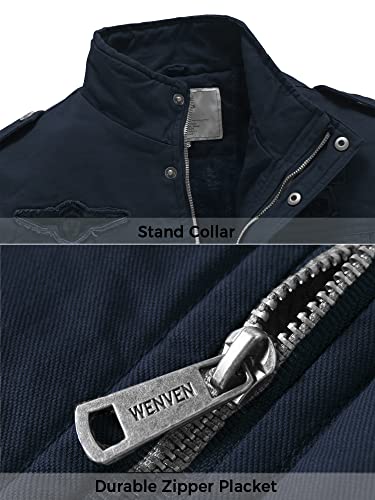 Image of WenVen Men's Military Jacket Fleece Lined Winter Puffer Coat Cotton Windbreaker Parka