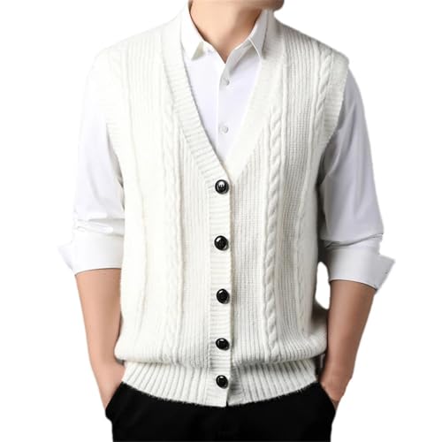 Men Knit Vest Buttons Down Sleeveless Sweater Cardigan V Neck Casual Sleeveless Sweater Vest