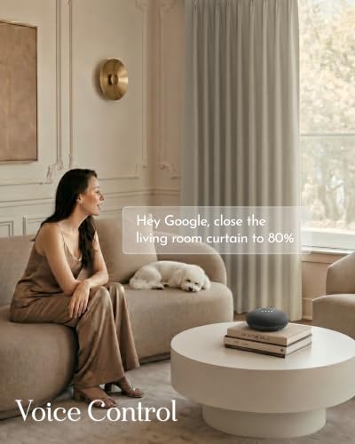 Image of Graywind Motorized Curtains with Track, Room Darkening Smart Curtains, Hardwired Curtains Compatible with Alexa Google Home Remote Control for Large Windows, Custom Drapes Up to 220 inch, Haven (Cream)