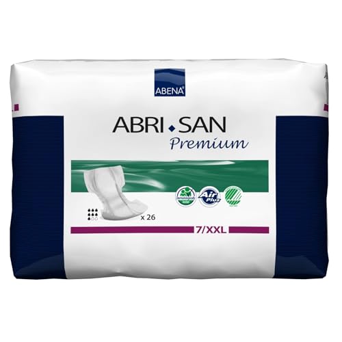 Abena Abri-San Premium Incontinence Pads, Heavy Absorbency, Size 7-XXL, 26 Count