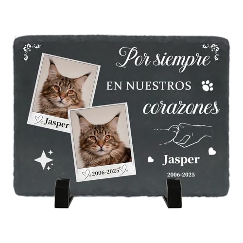 Umitive Lápida Personalizada para Mascotas – Placa Conmemorativa Grabada para Gato, Regalo de Pésame por Pérdida de Mascota, Decoración de Jardín con Foto, En Memoria de Tu Mascota (Style L)