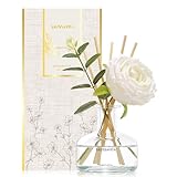 Saussavita Reed Diffusers Set, 210ml White Flower Scented Diffuser with 7 Sticks, Home Fragrance Lasts up to 120 Days for Bathroom Bedroom Living Room Decor, Air Fresheners
