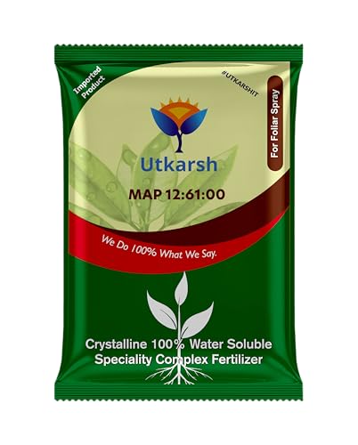 Utkarsh MAP 12 61 00 - Mono Ammonium Phosphate, NPK Fertilizers for Plants Growth & Home Garden | 100% Water Soluble Powder, Foliar Spray Nutrition (900 gm; Pack of 1)