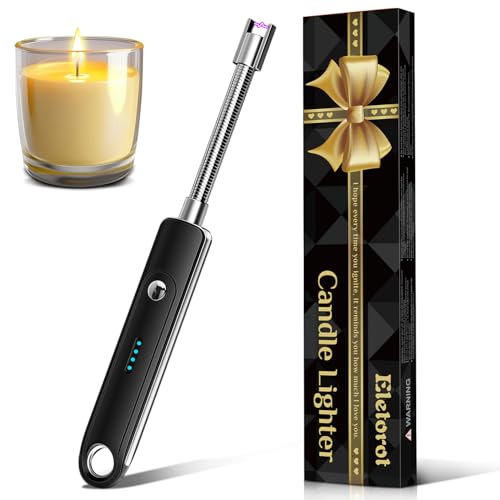Eletorot Stabfeuerzeug Elektrisch USB-Aufladbar mit Sicherheitsschloss-Winddichtes Langstab-Feuerzeug für Kerzen,Gasherd,Kamin,Camping