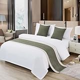 Ctslbreploo Olive Green Bed Runner 82 x 20 Inch Striped Seersucker Pattern Bed Scarf for Queen & Full Bed Luxurious Textured Quilted Bed Runner Decorative for Hotel Bedroom Home - 1 Piece