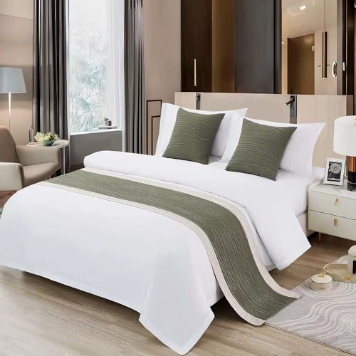 Ctslbreploo Olive Green Bed Runner 82 x 20 Inch Striped