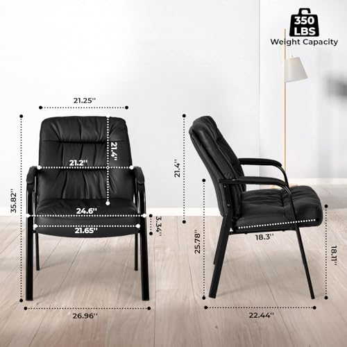 image for OLIXIS Waiting Room Guest Chair, Leather Stationary Office Desk Recept