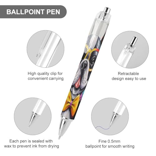 Bolígrafo retráctil para diario y oficina de 0,5 mm, pack de 4 con diseño de bulldog 3