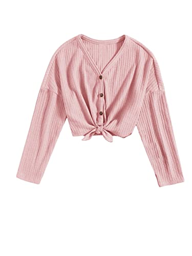 SOLY HUX Girl's Casual Cardigan Open Front Long Sleeve Top Cute Jacket Outwear for Girls Cardigan T Shirts