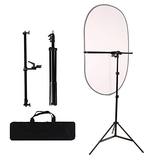 GSKAIWEN Reflector Holder Arm Stand Retractable 360 Degree Swivel Holder Arm Kit with 78.7Inches/6.5 Feet Light Stand and Bag for Photo Studio Product and Portrait Photography