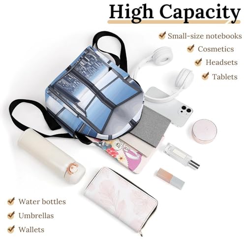 Mochila para mujer Skyscraper Buildings impermeable que evita golpes en laptop con base solida 3