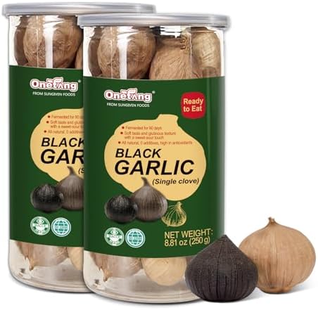 ONETANG Black Garlic 250g, Whole Black Garlic Fermented for 90 days, 0 additives, high in antioxidants 8.81 oz(pack of 2)