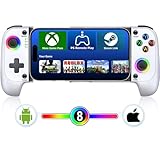 スマホ コントローラー ワイヤレス接続 IOS/Android両用 モバイルゲームコントローラー 伸縮型 PS Remote Play/Xbox Cloud/Steam Link/GeForce Nowゲームなど対応 低遅延 600mAhバッテリー RGBライト白
