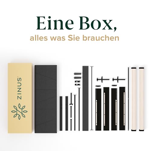 Zinus Maya Polsterbett 180x200 cm mit Kopfteil - 30 cm Hohes Bett 180x200 mit Lattenrost aus Holz - Kompakte Verpackung & Einfache Montage - Dunkelgrau