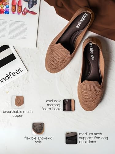Image of Indifeet - Ballerina Shoes for Women, Stylish Half Cut Slip on, Girls Soft Winter Footwear, Ladies Comfortable Sole Walking Ballet Shoe, Casual Slip-on Ballerinas