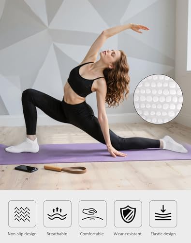 6 Pairs Pilates Socks for Women, Non Slip Yoga Socks with Grips for Barre Ballet Athletic Workout Barefoot Hospital3