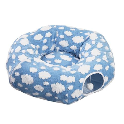 猫用 ケーブ ベッド | 取り外し可能な巣付きボール,かわいい 猫 ドーナツ おもちゃ トンネル,小型 動物 犬 ウサギ 室内 リビング バルコニー アパート 用