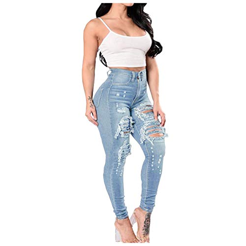 Borniu Plus Size Jeans for Women Stretch Denim Legging High Waisted Ripped Skinny Jeans Distressed Denim Pants3