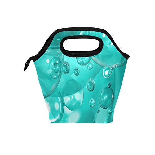 SLHFPX Lunch Bag Turquoise Bubbles Womens Insulated Lunch Tote Zipper Kids Lunch Box