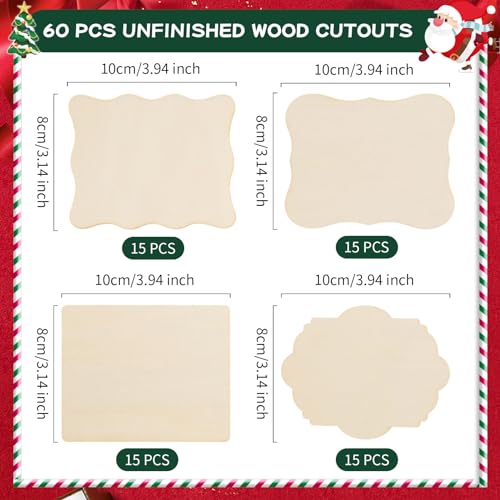 Awizom AWIZOM-UNFINISHED WOOD CRAFTS CUTOUT-01 60 Pcs Unfinished Wood Cutouts thumb #1