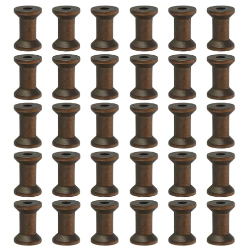 Recopilación de Madera sin acabado Top 5. 46 YELARXI Carretes vacíos de madera sin acabar, carretes de hilo de madera, 1.2 x 0.8 pulgadas, aptos para máquinas de bordar y coser, bocinas de alambre (30 unidades, café...