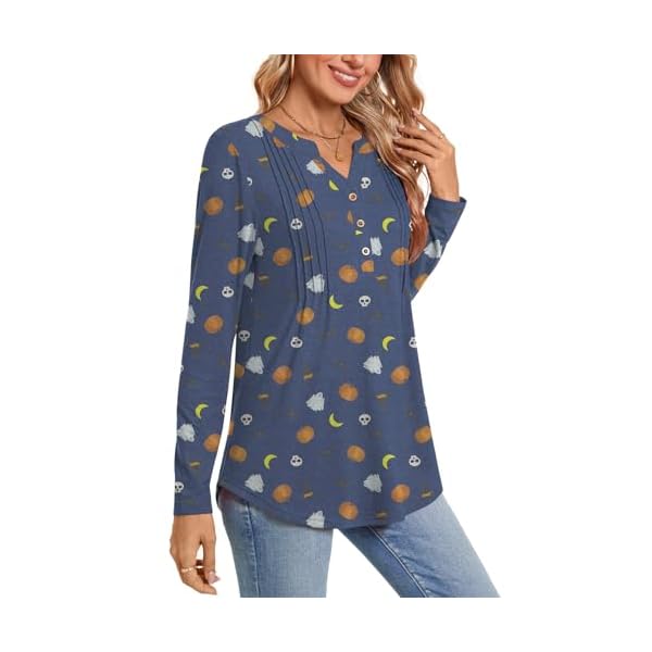 Bestbee Women's Long Sleeve Button-Down Shirts V Neck Tunic Tops 2024 Fall Tops Casual T-Shirts Dressy Blouses - Image 4
