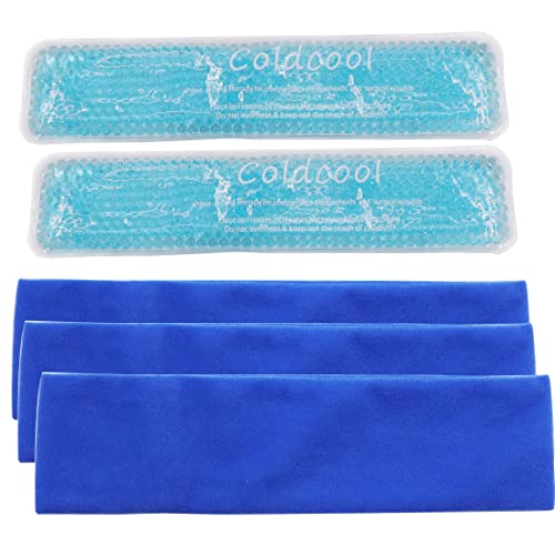 Reusable Perineal Cooling Pad for Postpartum,Gel Pregnant Ice Pack for Postpartum Soothing Relief, Hot Cold Packs for Women After Pregnancy(2 Pcs+3 Washable Sleeves/10X2.4in) (Blue)