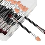 Neuorge 30pcs Eyeshadow Applicators Disposable Dual Sides Makeup Brush, 2 in 1 Eyeshadow Brush with Soft Sponge Head Eye Makeup Cosmetic Tool with Box for Women Lady(2.95inch, Black)