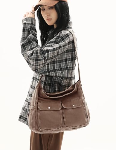 Image of Messenger Bag Hobo Crossbody Bags for Women Canvas Bag Crossbody Tote Bag Shoulder Bag