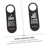 TOPPERFUN 3 Piezas Placas Colgantes para Puerta de Hotel Doble Cara Diseño Profesional Claro No Molestar Por Favor Limpie Resistentes y Fáciles de Colgar Color Negro para Señalización