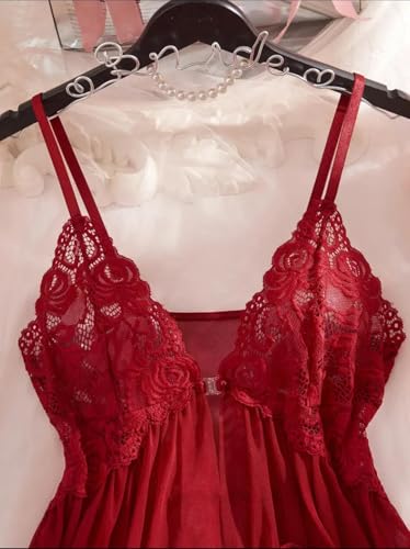 Image of KAIDAA Lingerie for Women | Sexy Hot Lace Babydoll Nightwear Set with Panty | Honeymoon Lingerie Set | First Night Dress for Women | Romantic Bridal Sleepwear (Fits 24-38 Size)
